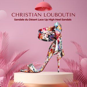 CHRISTIAN LOUBOUTIN Sandale du Désert Mixed-Print High-Heel Lace Up Sandal 37.5